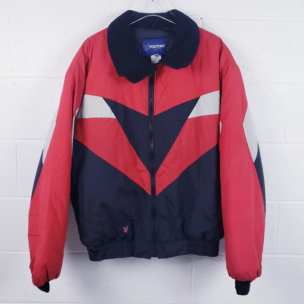 FOX POINT Men's Colorful Snowmobile Winter Ski Coat Jacket Vintage Black Red XLT